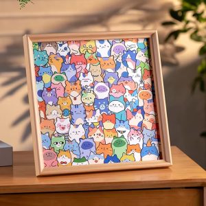 Tenlove-Jigsaw puzzles,Cat Shaped Wooden Jigsaw Puzzle,Cartoon Colorful Cat Jigsaw Puzzle,Challenging Irregular Jigsaws.