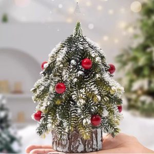 Merrycom-Artificial Christmas trees,Tabletop Christmas Tree, Artificial Mini Xmas Pine Tree with LED String Lights and Ornaments,Christmas Decoration Tree Decor.